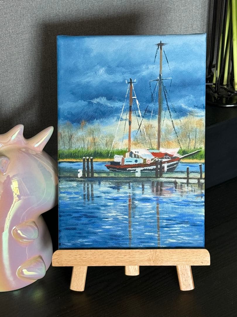 「初晴」　手描き　油絵　風景画　原画　油彩画　印象派