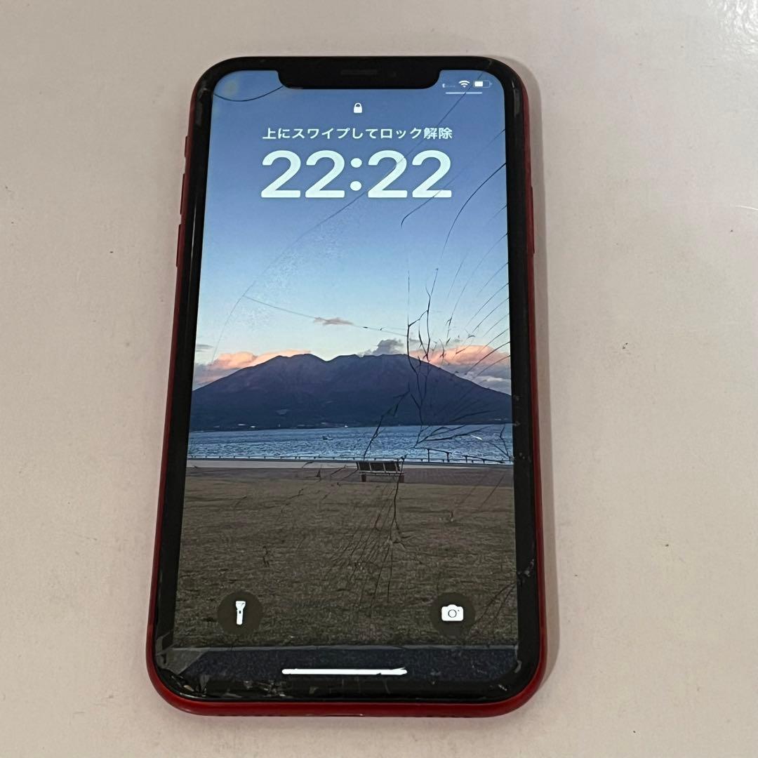 iPhoneXR 64GB 画面割れ レッド