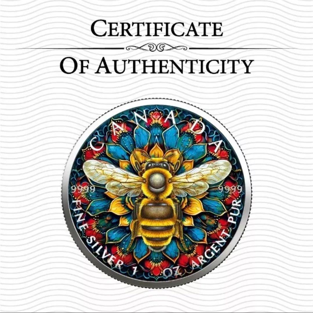 【世界限定100枚】メイプル銀貨 ミツバチ 蜜蜂 曼荼羅 2024 1オンス