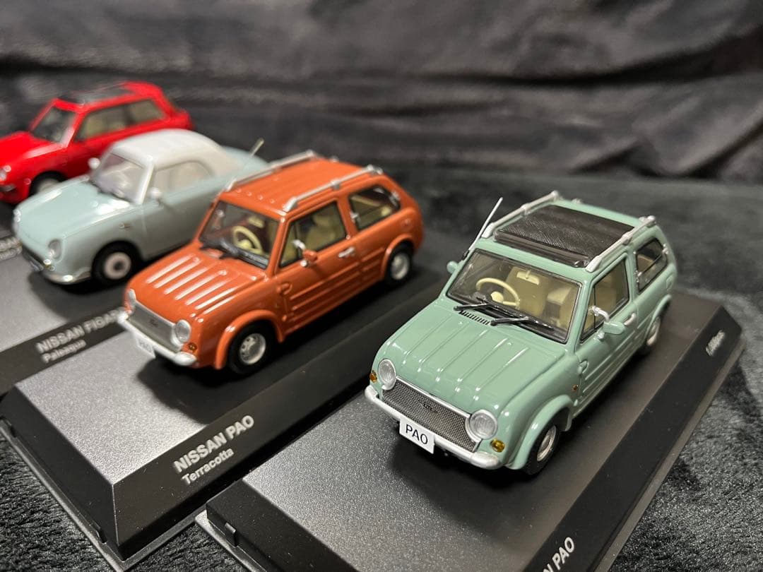 箱有　4台　京商　日産　PAO パオ　オリーブ　オレンジ　フィガロ　Be-1