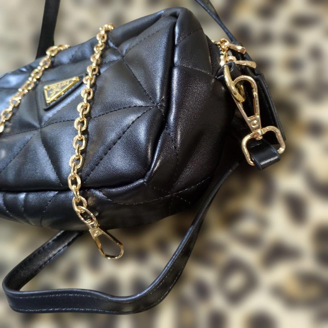 ブラックレザー ショルダーバッグノベルティ