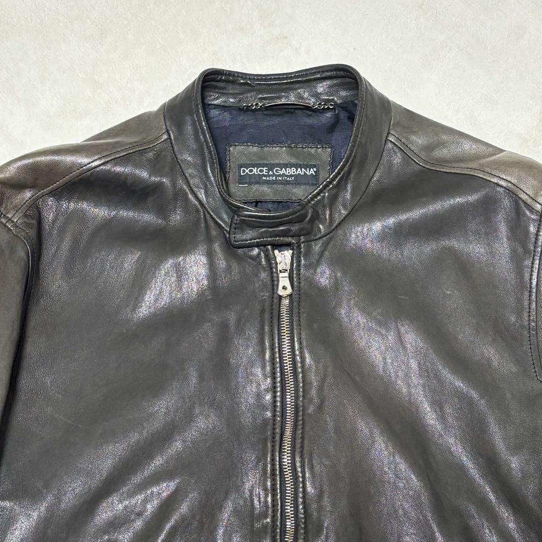 希少 DOLCE & GABBANA ラムレザー ライダーズ　黒 50 ブルゾン