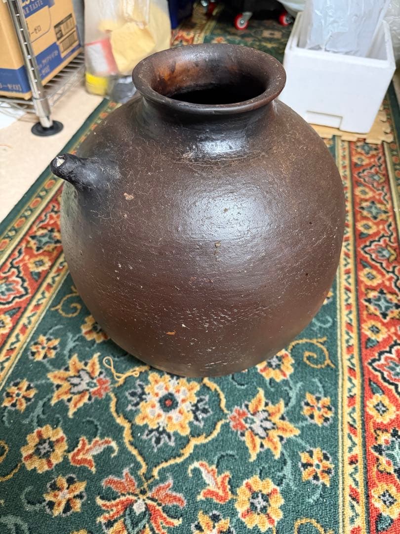 丹波焼　中型丸型壺　片口壺　アンティーク　最終価格