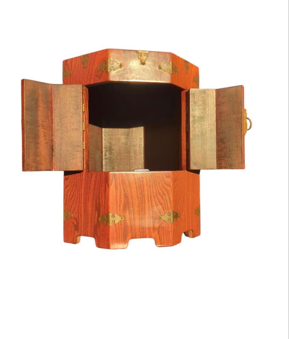 李朝 李朝家具 八角箱 時代物 金具 収納箱 韓国美術 木 木工 木製 帽子入