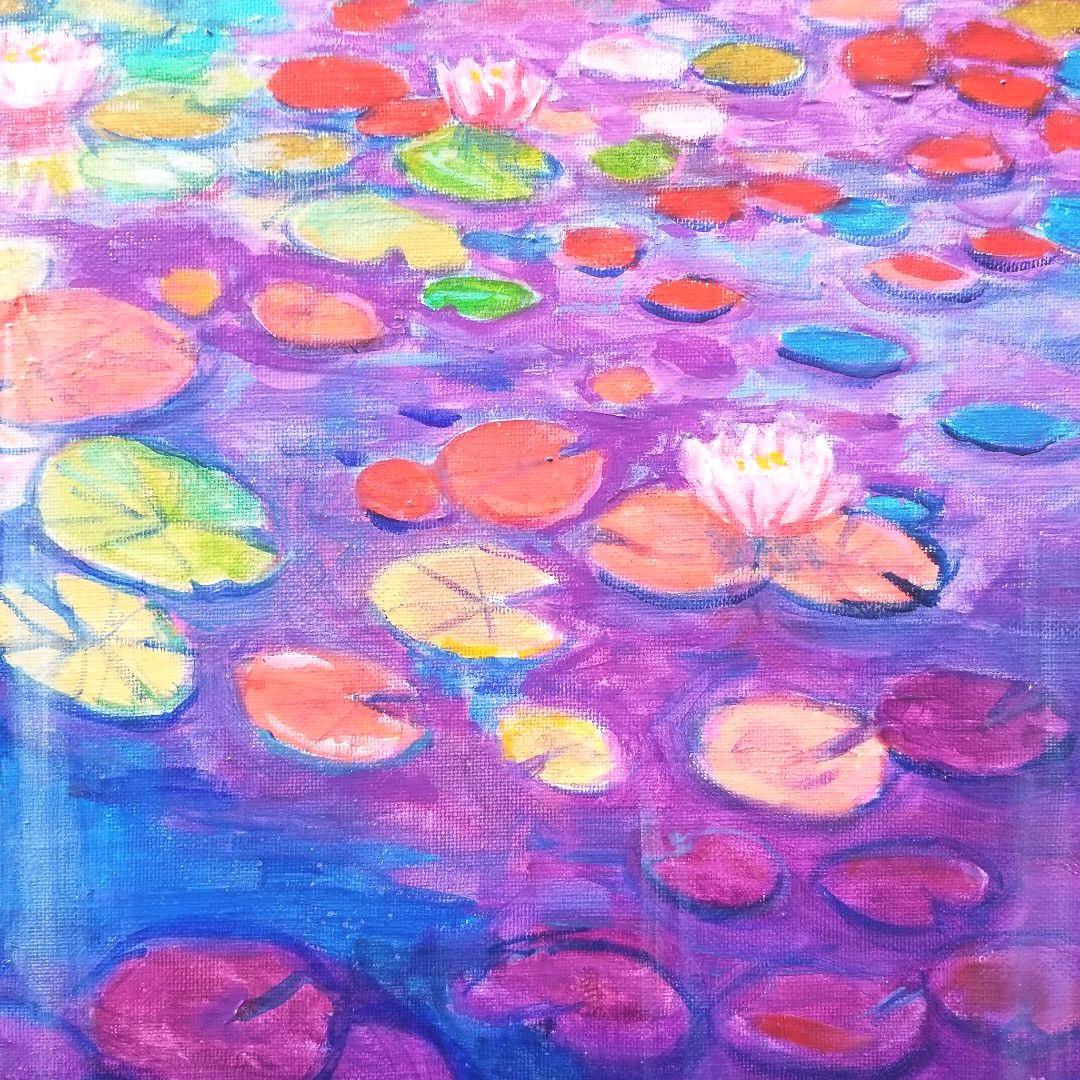 油絵　専用 神秘的な睡蓮池　大キャンバス