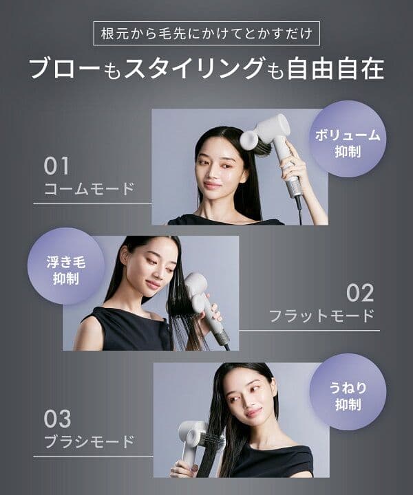 SALONIA ヘアアイロン グレー ブラシアタッチメント付き