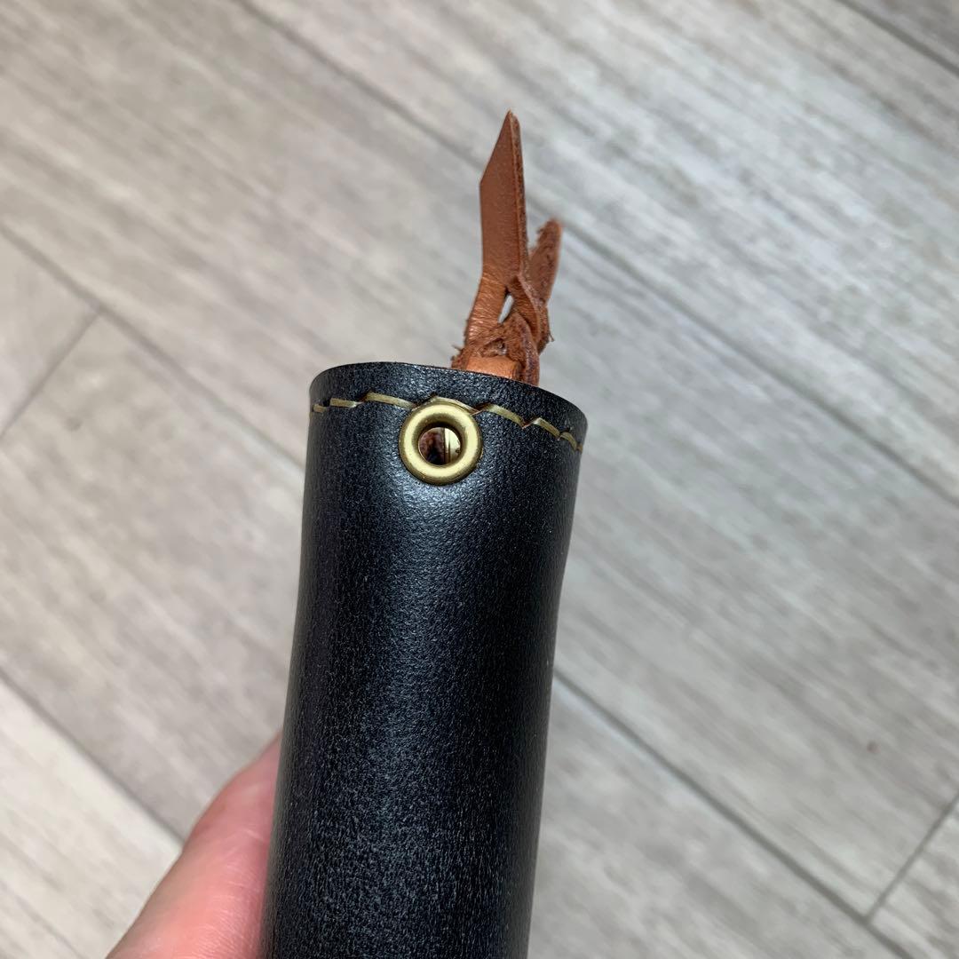 【茶芯】ブラック×ブラウン　トラッカーウォレットミドル　真鍮　お札を折らずに収納