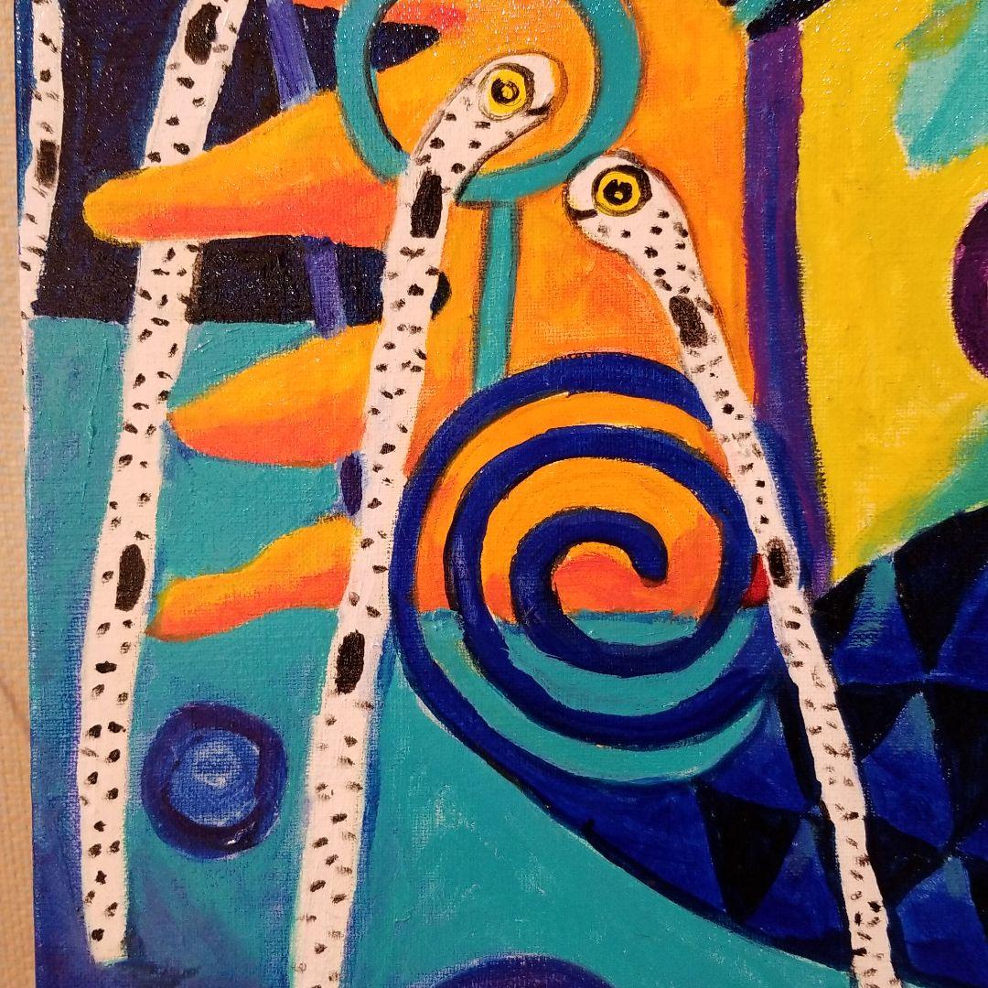 油絵　ゆうみ　チンアナゴの間を泳ぐ仲良し魚