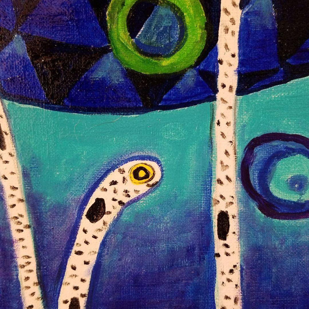 油絵　ゆうみ　チンアナゴの間を泳ぐ仲良し魚