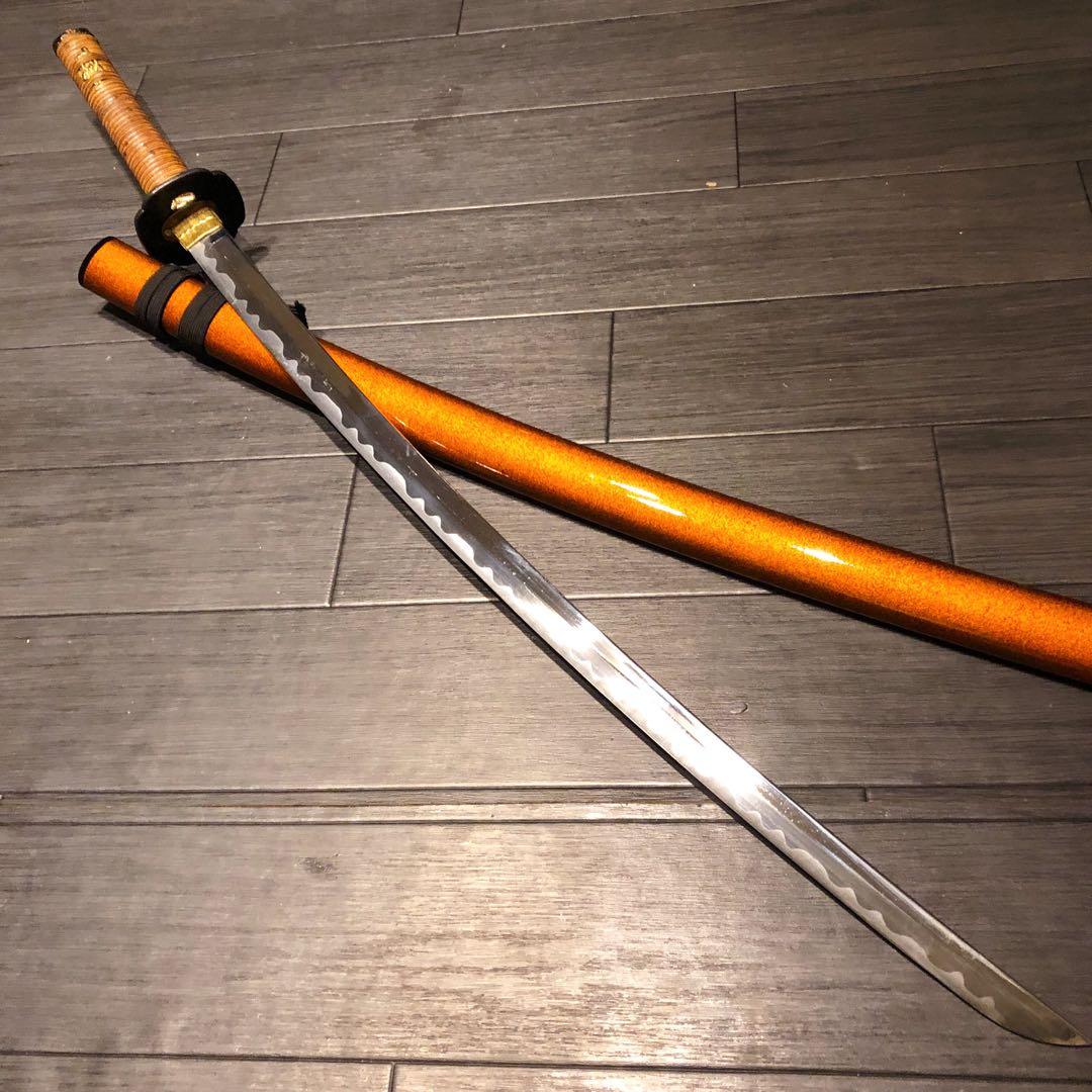 高級模造刀　居合刀　太刀　本研波刃　籐巻拵え　 刃長