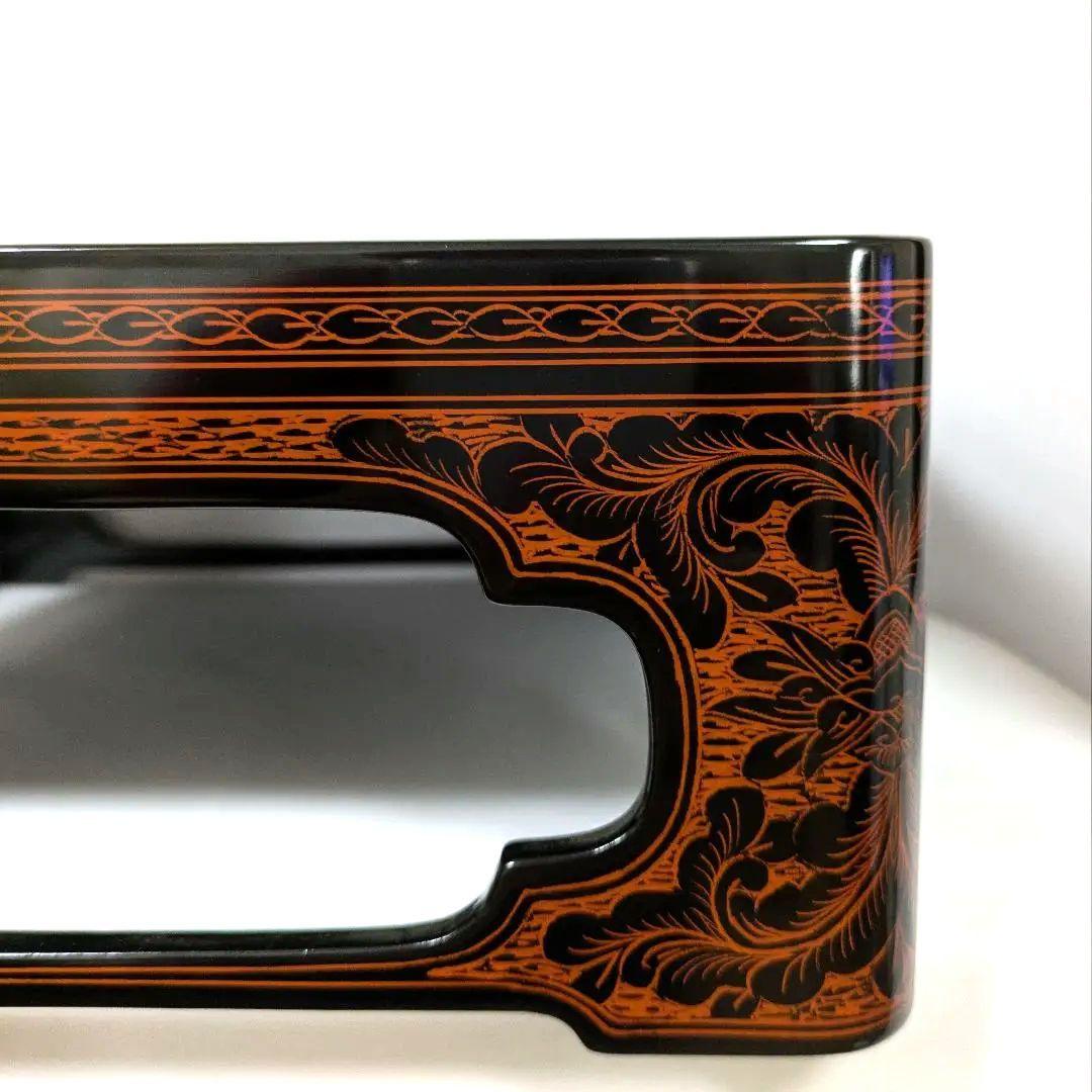 お正月に　お祝いに　きんま漆器 重箱 3段 台付　変わり文様　伝統工芸品サイズ大