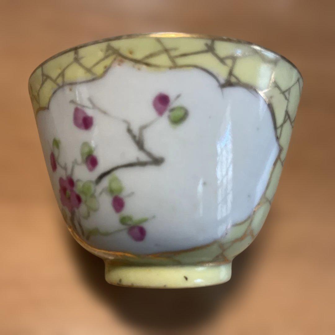 花柄模様茶碗、中国民国時代