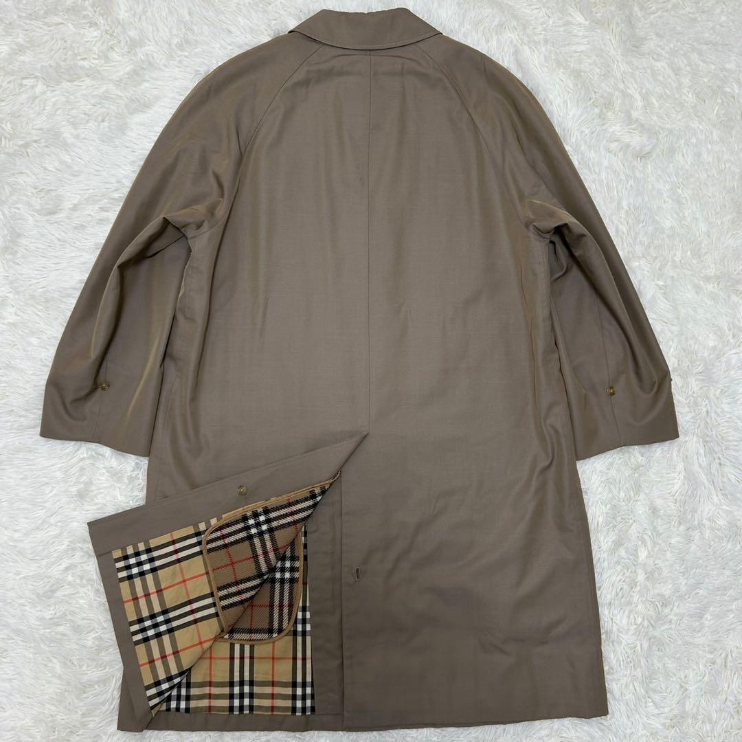 【極美品/L】バーバリーズ ステンカラーコート ウールライナー カシミヤ 玉虫色
