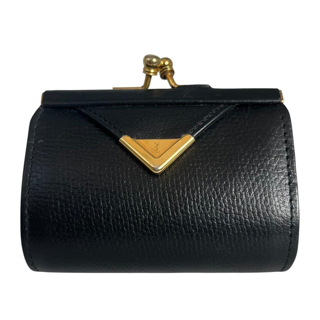 希少✨サンローラン ケース がま口 ヴィンテージ YSL ロゴ ブラック