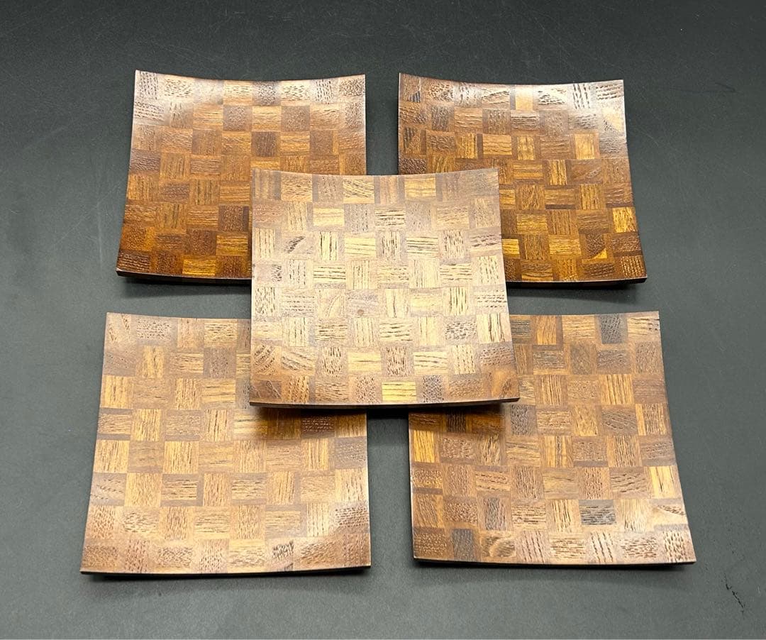 箱根寄木細工　角皿　5枚　未使用品