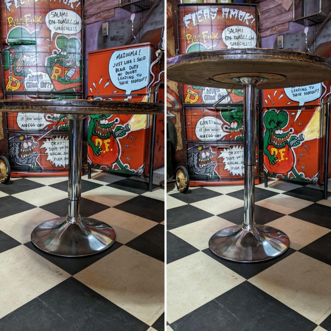 【関西送料込み変更済】インダストリアルインテリア ガレージテーブル 回転テーブル