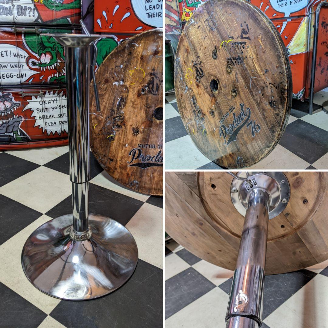 【関西送料込み変更済】インダストリアルインテリア ガレージテーブル 回転テーブル