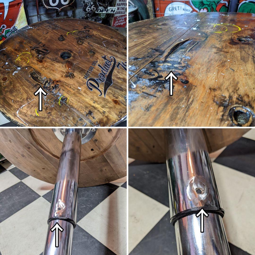 【関西送料込み変更済】インダストリアルインテリア ガレージテーブル 回転テーブル