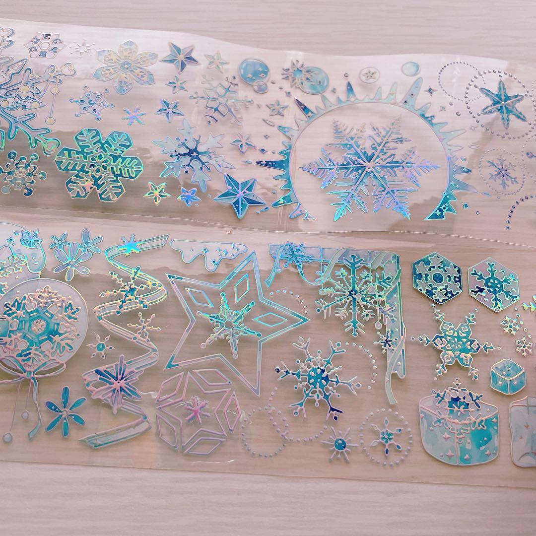 【No.0025】海外マステ　切り売り　镭射银　凛冬霜花