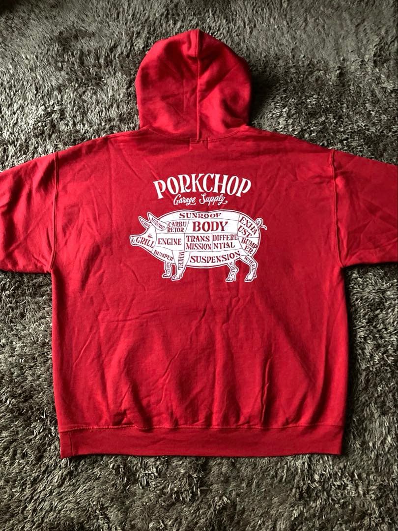 美品☆ PORKCHOP ポークチョップ パーカー フーディ L 赤 キムタク