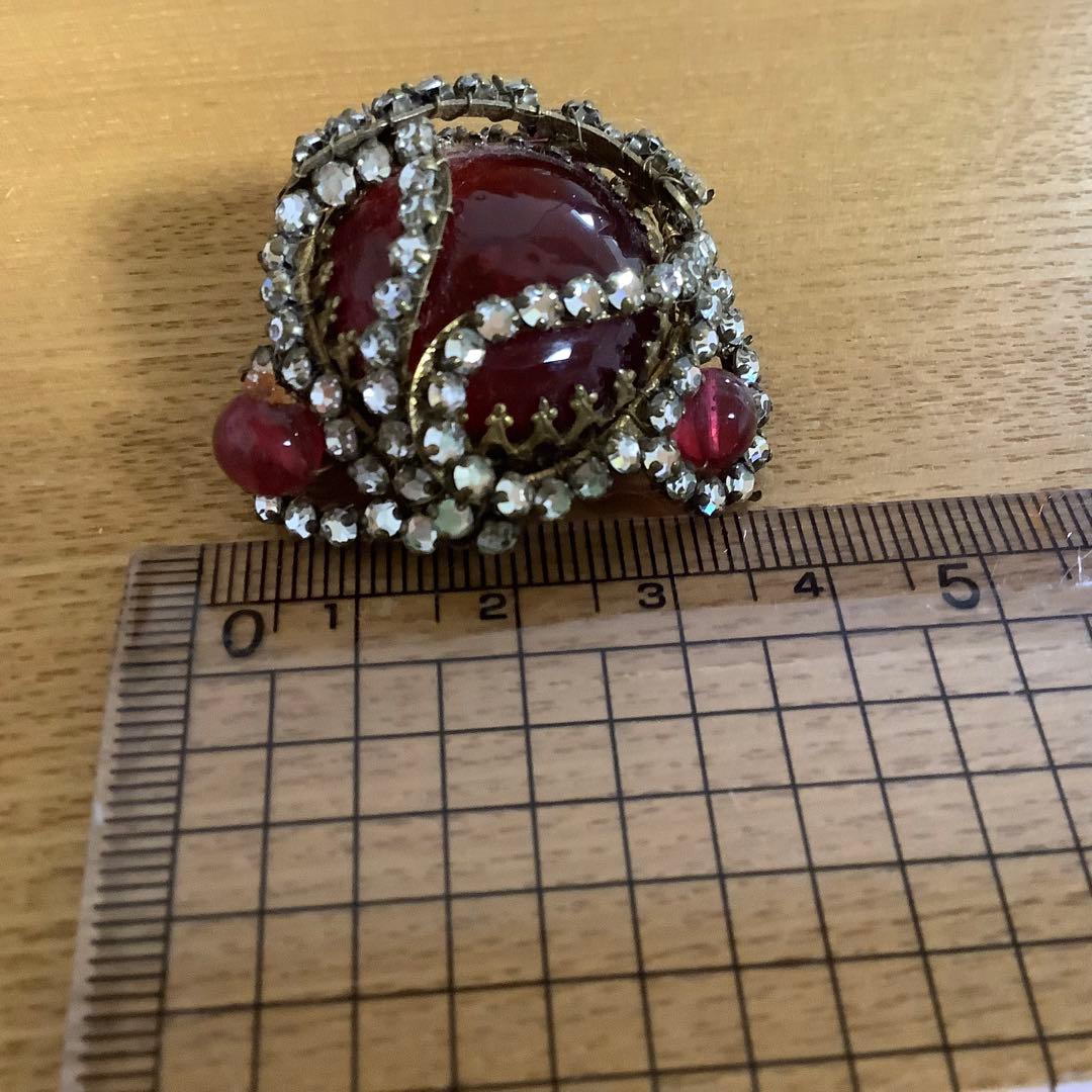 ミリアムハスケル　ブローチ　レッド　ワイン　ルビー　ラインストーン