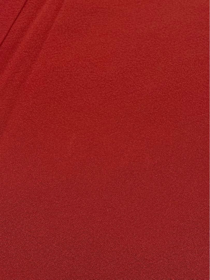 無地振袖 シンプル ちりめん 茜色系 身丈155cm