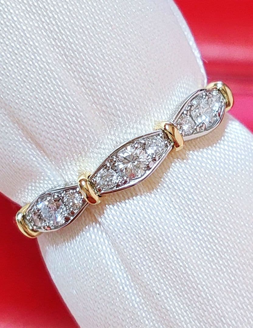 新入荷 未使用品 k18 pt950 ダイヤモンド 0.20ct リング