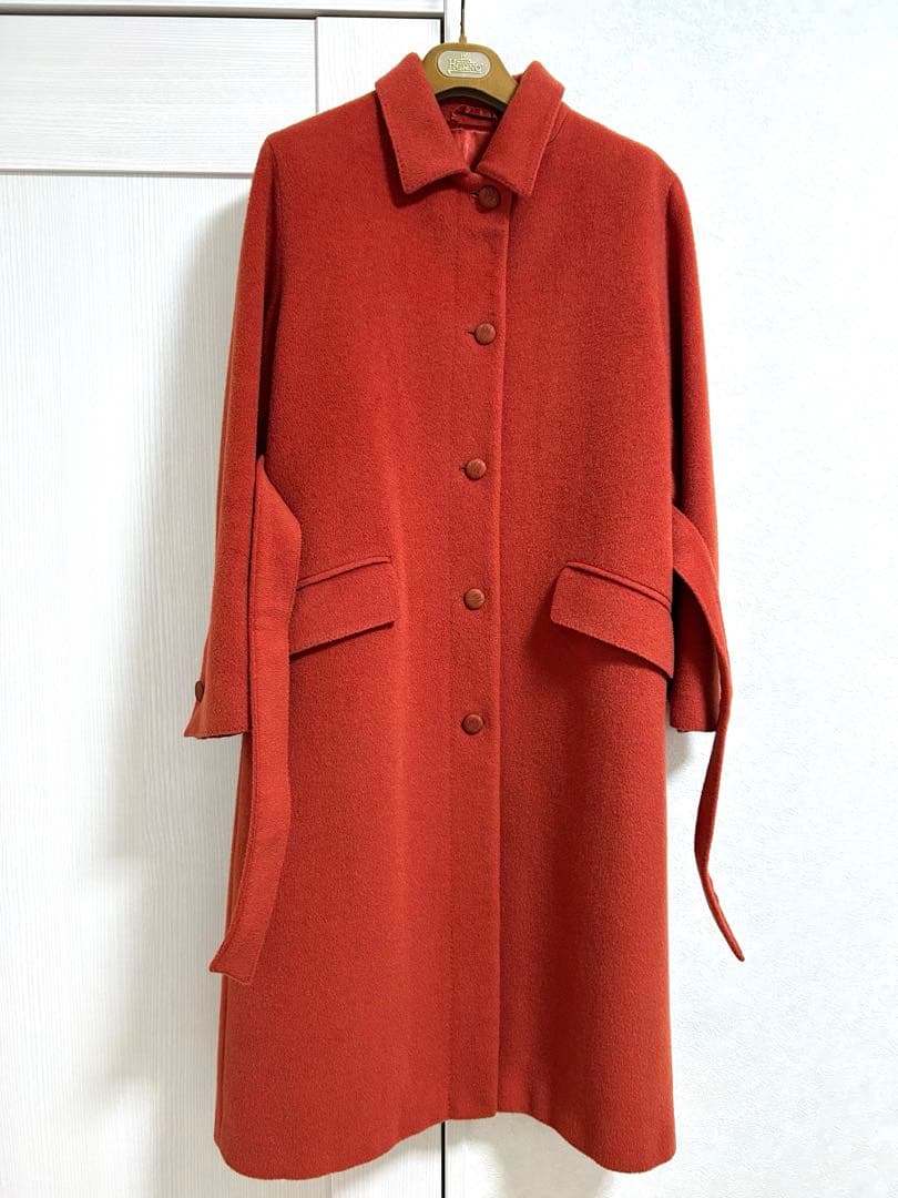 美品イタリア製HERNOヘルノベルト付き裏地プリントロングコート42 モヘアラマ