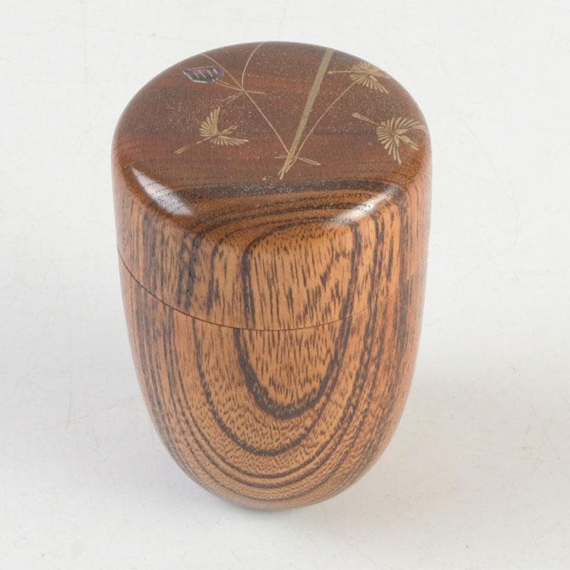 茶道具　中林星山作　稲穂に雀蒔絵　鳴子　長棗　共箱　V　9563