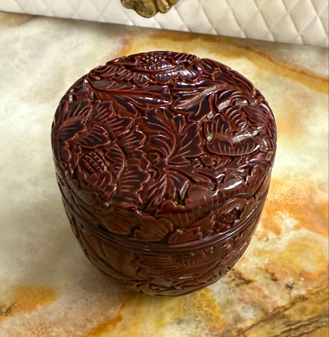 お年玉セール⭐︎美しい牡丹　村上堆朱　漆器 棗茶道具伝統工芸