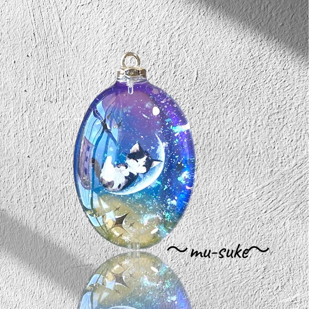 〜fairy様〜天然石　レジンネックレス　【向日葵猫】