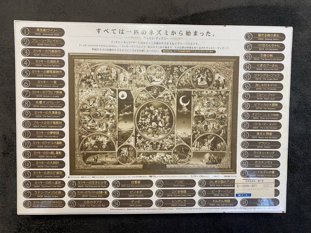 ディズニー　オールキャラクター　ジグソーパズル　生誕100周年　1000ピース