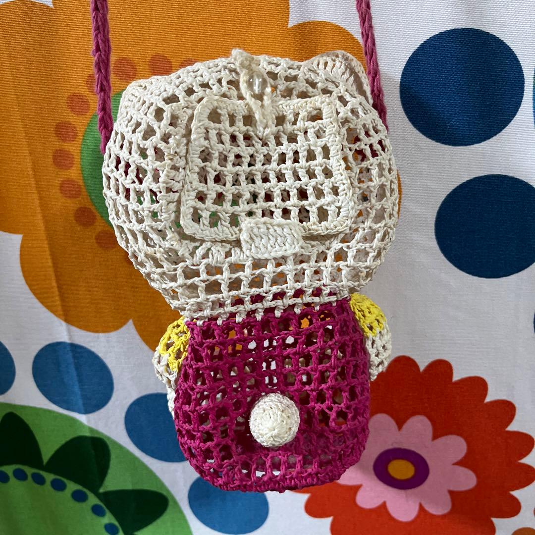 ハローキティ　キティちゃん　ショルダーバッグ　ポーチ　レトロ　手編み風