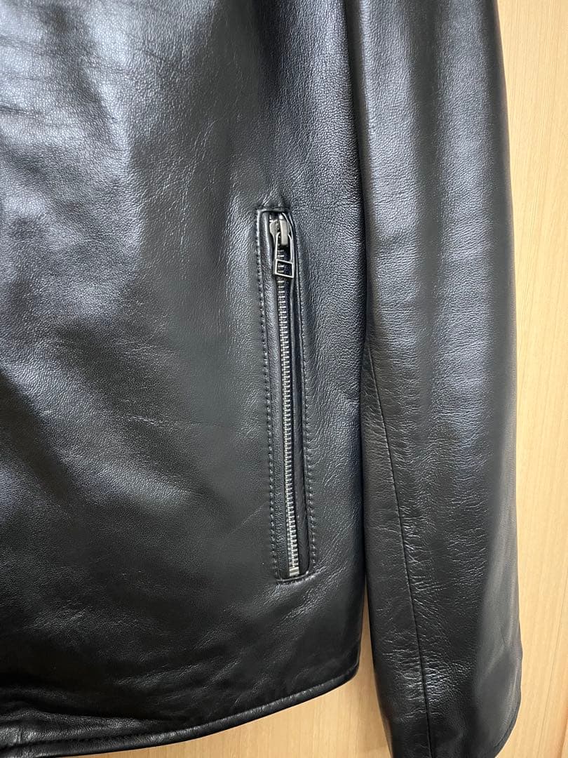 LIUGOO ブラック レザーライダースジャケット