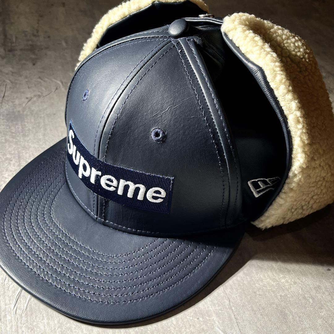 Supreme×NEW ERA Leather Earflap Box Logo