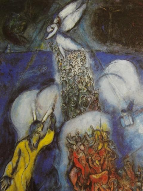 シャガール、『紅海を渡る』、希少な画集より、新品高級額・額装付