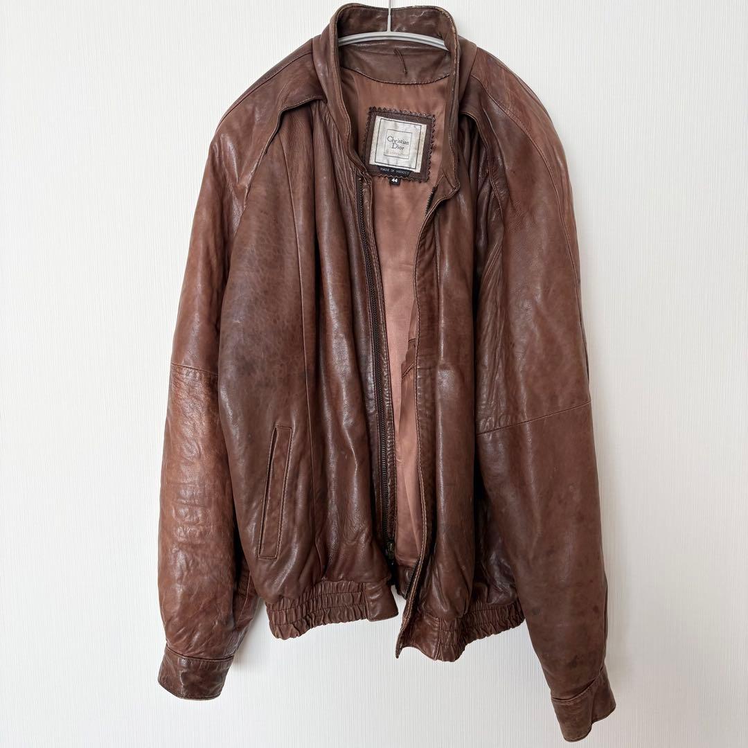 Christian Dior クリスチャンディオール レザージャケット 44 茶