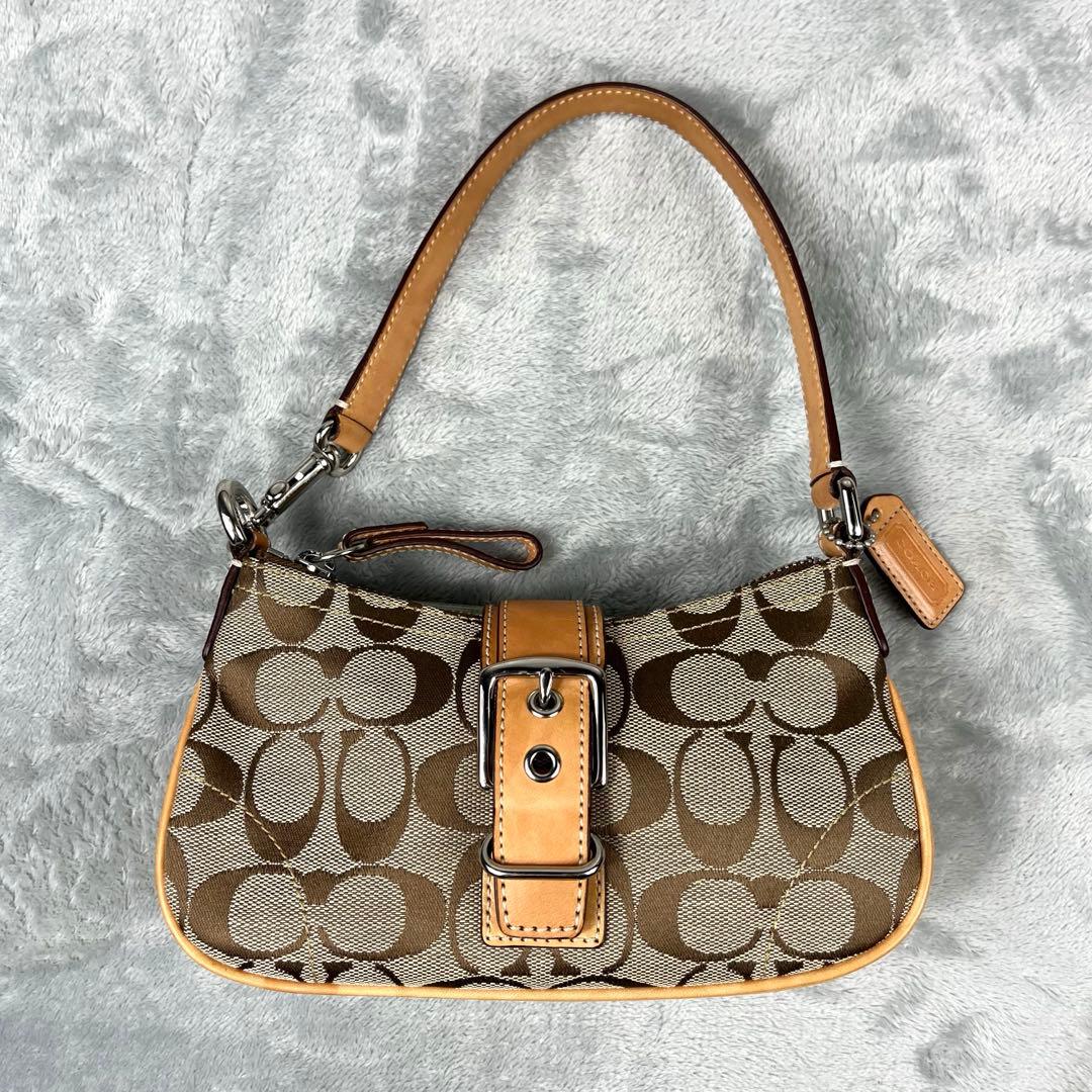 バッグ Coach Soho Bag Signature Beige Vintage
