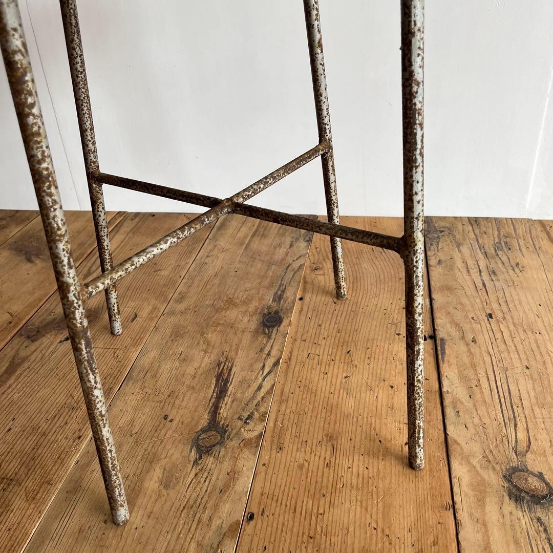 アンティーク 鉄脚 アイアン スツール 一枚板 植物台 z778