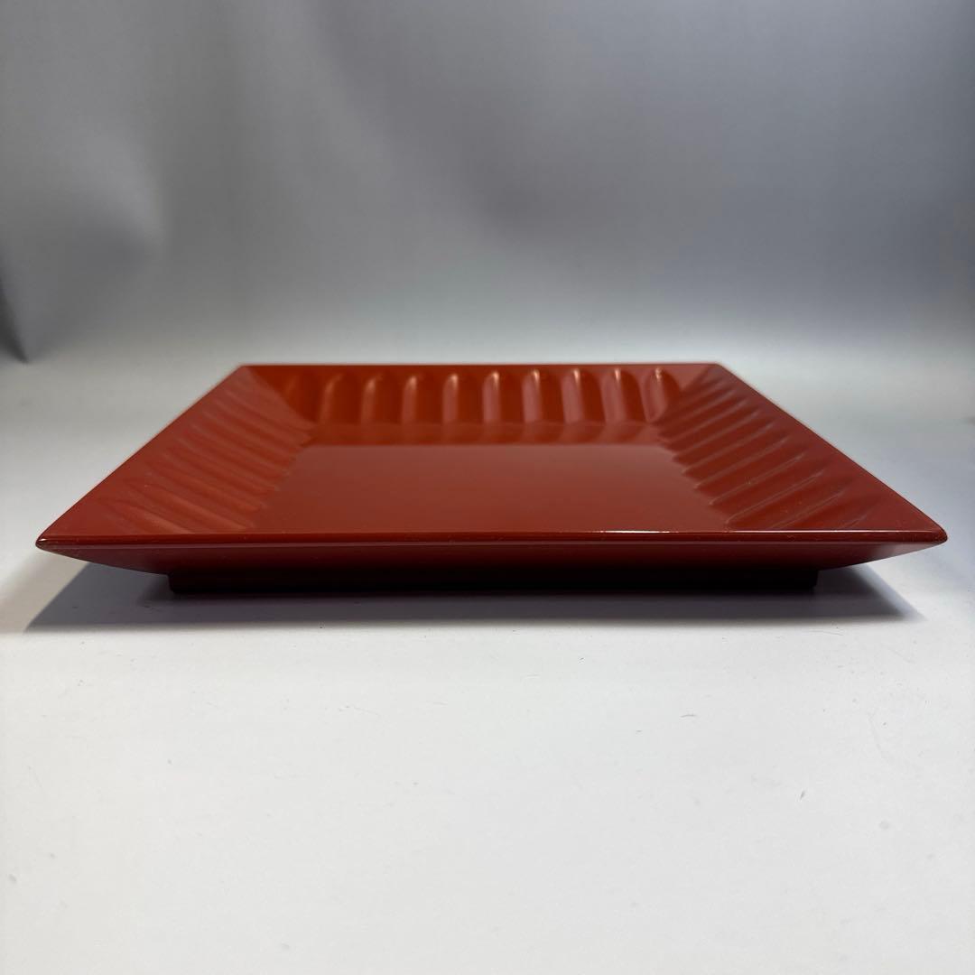 茶道具　輪島塗　古代朱　四方盆　菓子器　塩特屋謹製