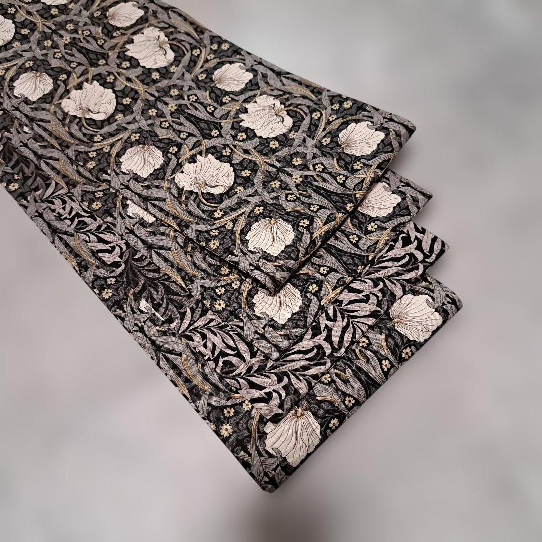 半幅帯　長尺　ウィリアムモリス　ピンパーネル×ウィローボゥ　リバーシブル