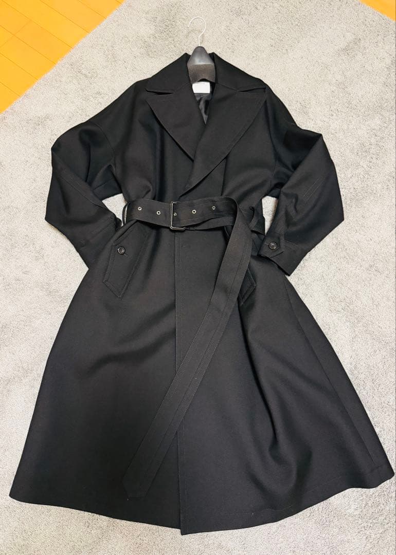 UJOH ウジョーWool Serge オフィサーフレアコート黒★12万円★新品