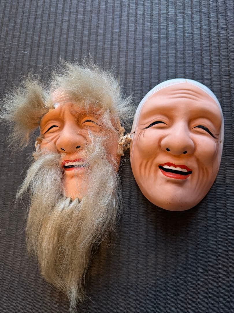 石見神楽面　爺　婆　飾り面　高砂夫婦