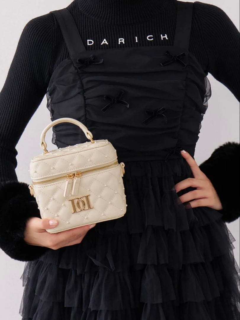 Darich 【ゴールドパーツ】キルティングパールスクエアミニバッグ　IVO