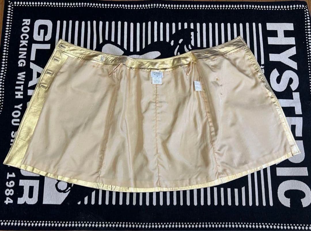大幅値下げ⭐︎超美品レア⭐︎CHANEL⭐︎ゴールドラムスキンレザースカート