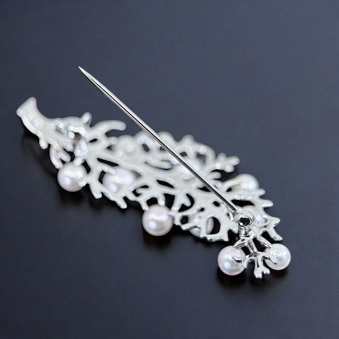 【未使用】ミキモト　ブローチ　コサージュ　アコヤ　パール　本真珠　リーフ