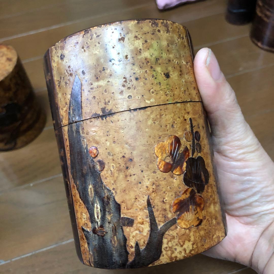 角館桜皮木製円筒形工芸品 3個セット