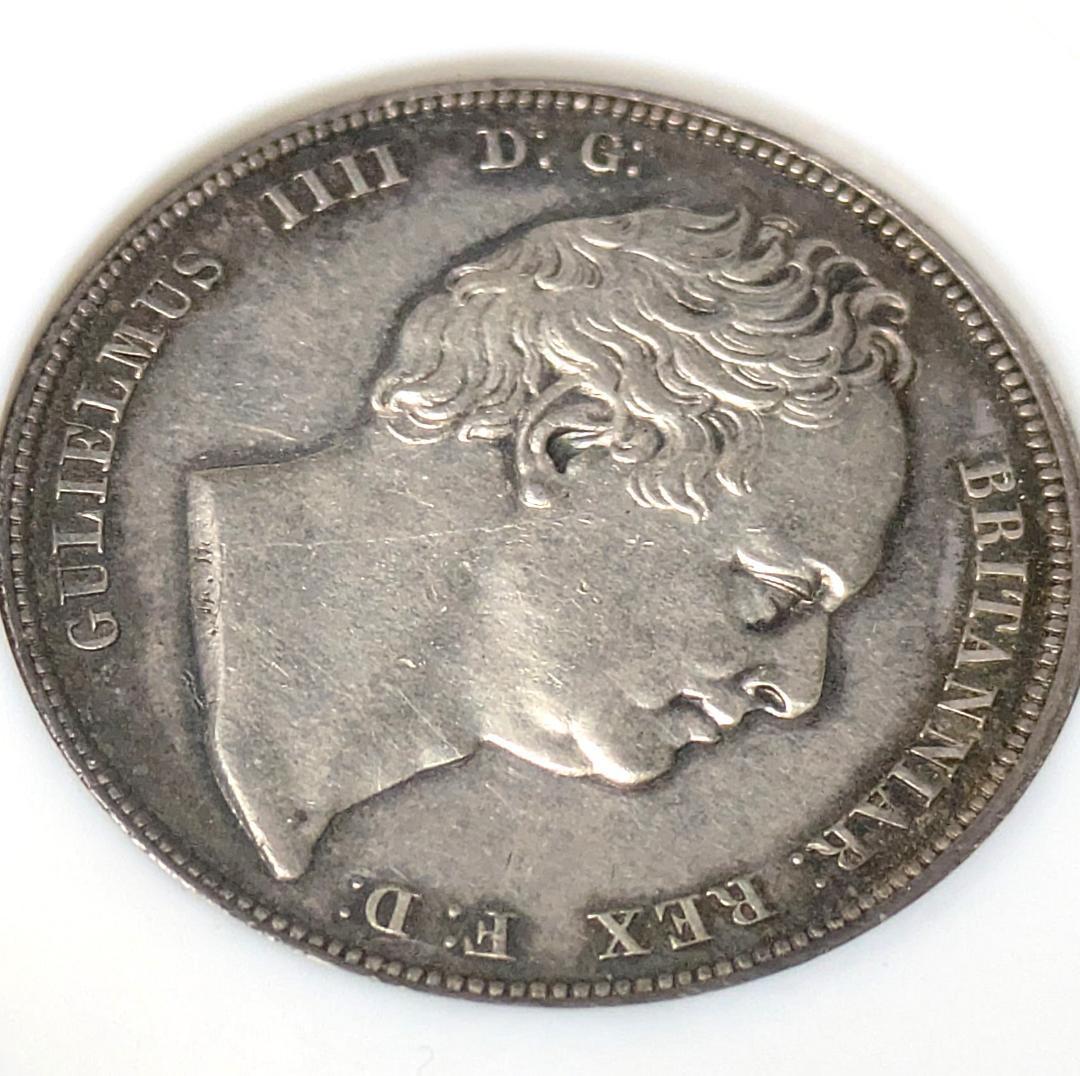 1834年 イギリス ハーフクラウン銀貨 WW Script NGC AU58