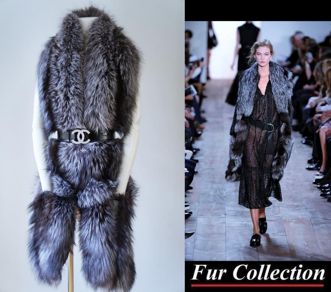 街中で風を切って歩きたい☆フォックスファーストール新品毛皮ショールロングマフラー