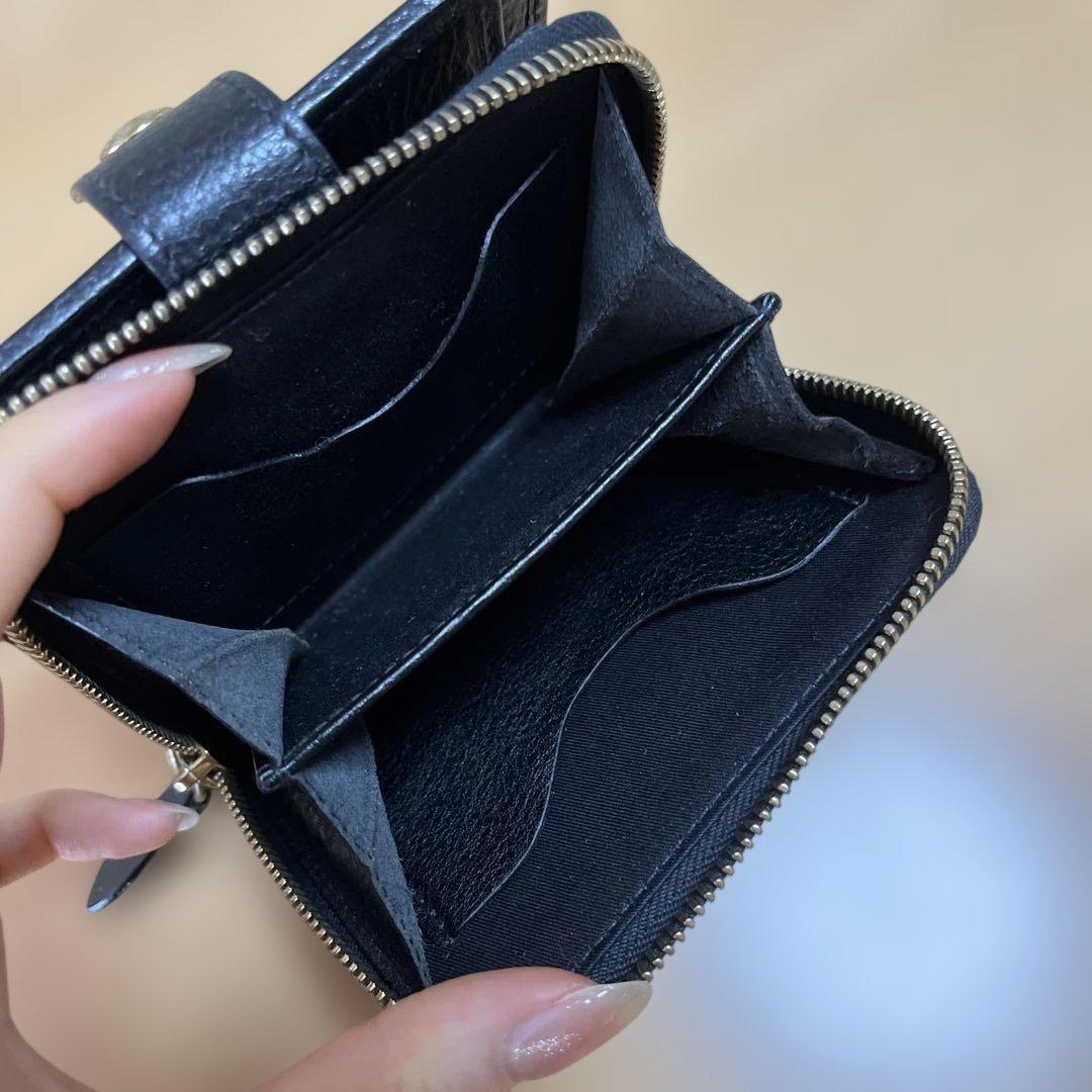 【即購入大歓迎】IL BISONTE 財布二つ折り 小銭入れ付 ブラック